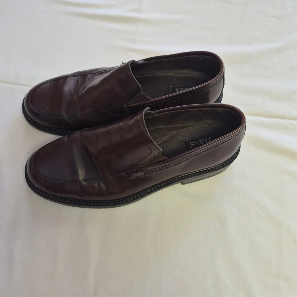 Bass Men Gavin Loafer Dress Shoe Size 11.5 Wide Brown Leather Slip On Made Italy
